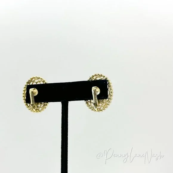 Vintage Gold Badge with Blue & White Silhouette Earrings - Picture 6 of 8